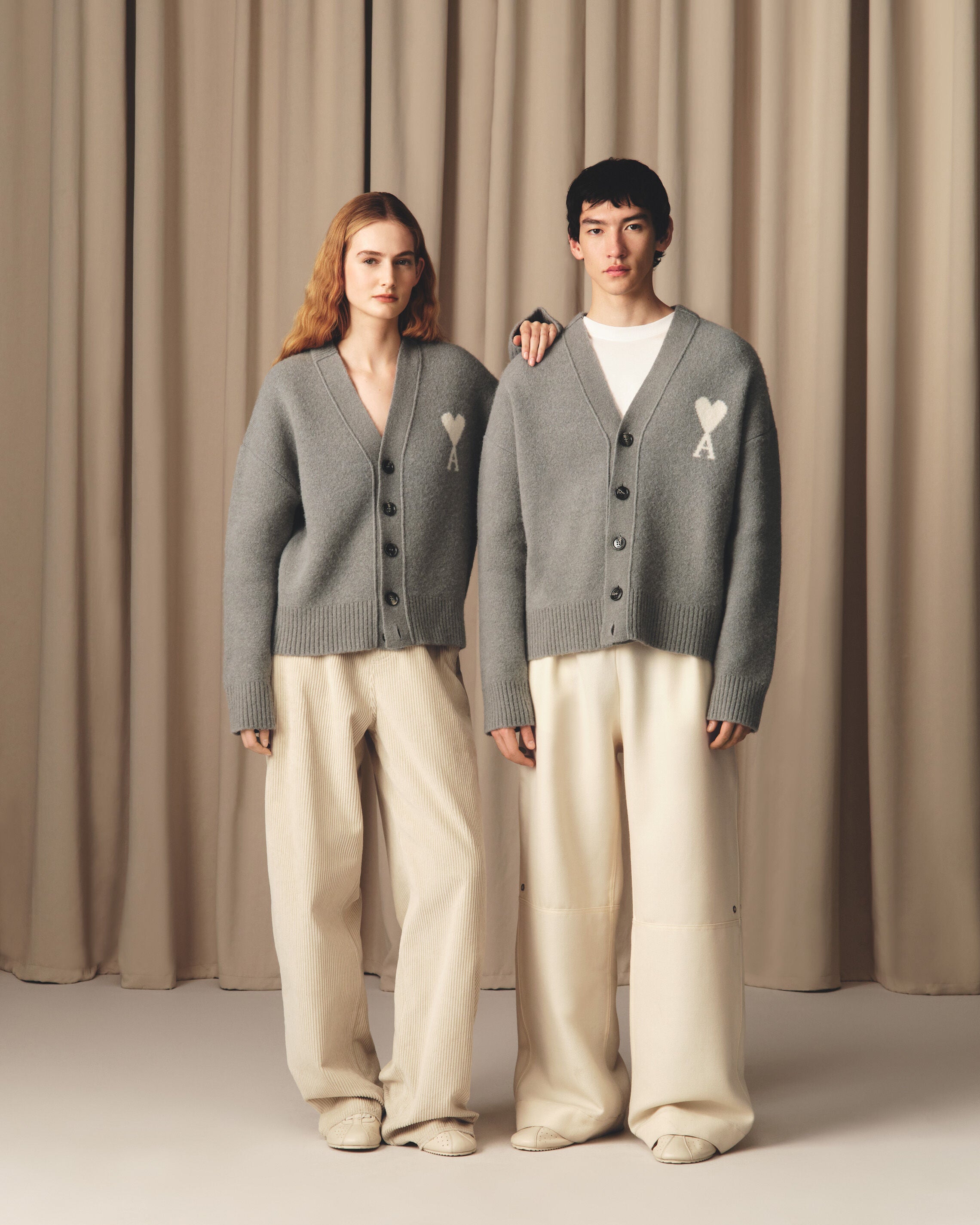 グレー アルパカ Ami De Coeur カーディガン グレー/オフホワイト