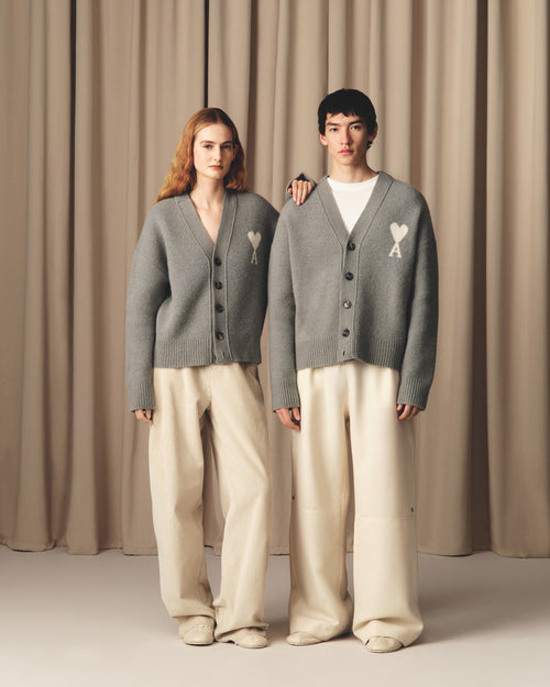 Grey Alpaca Ami De Coeur Cardigan - 13 - Ami Paris