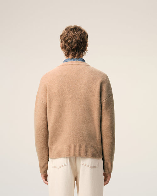 Brown Alpaca Ami De Coeur Cardigan - 5 - Ami Paris