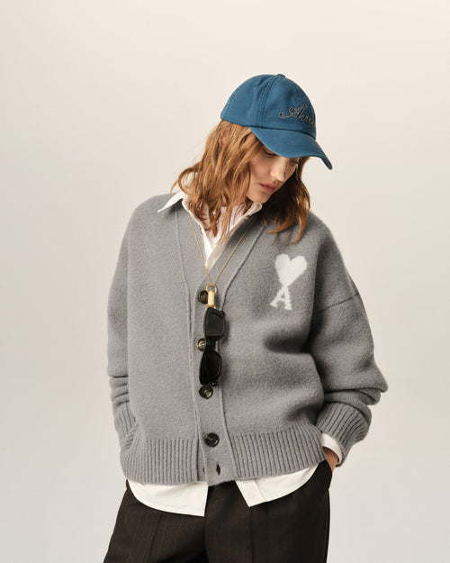 Ami de Coeur Cardigan aus grauem Alpaka - Damen - 8 - AMI Paris - Ami Paris