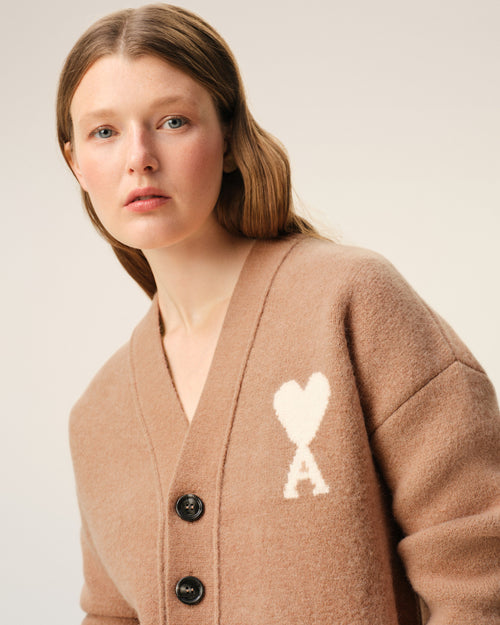 Brown Alpaca Ami De Coeur Cardigan - 10 - Ami Paris