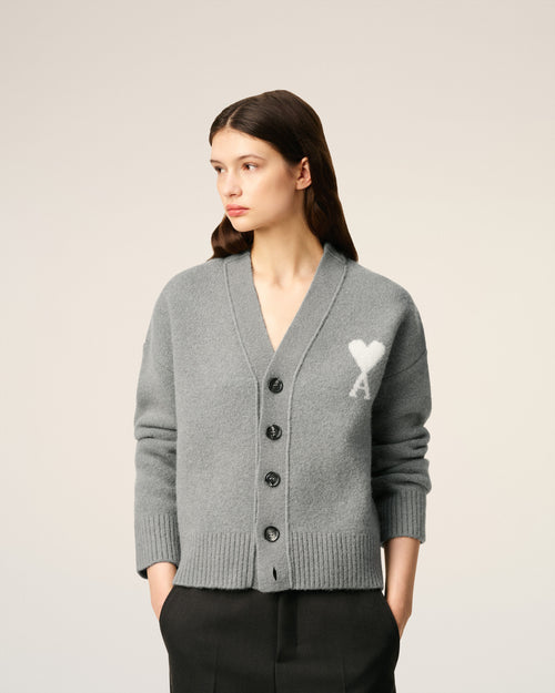 Grey Alpaca Ami De Coeur Cardigan - 9 - Ami Paris