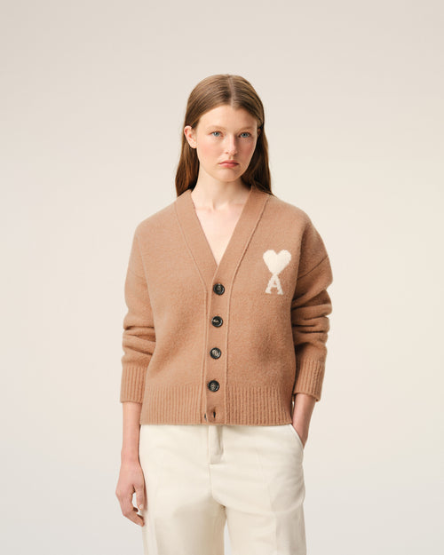 Brown Alpaca Ami De Coeur Cardigan - 9 - Ami Paris