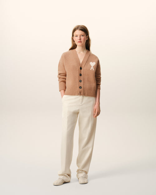                             Brown Alpaca Ami De Coeur Cardigan - 3                         - Ami Paris