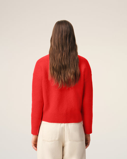 Red Alpaca Ami De Coeur Cardigan - 11 - Ami Paris