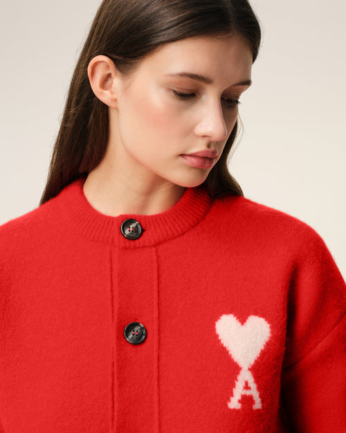Red Alpaca Ami De Coeur Cardigan - 10 - Ami Paris
