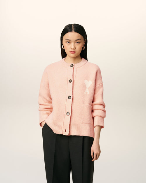                                     Pink Alpaca Ami De Coeur Cardigan - 3                                 - Ami Paris