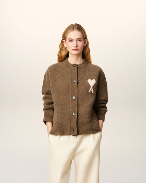                                     Brown Alpaca Ami De Coeur Cardigan - 3                                 - Ami Paris