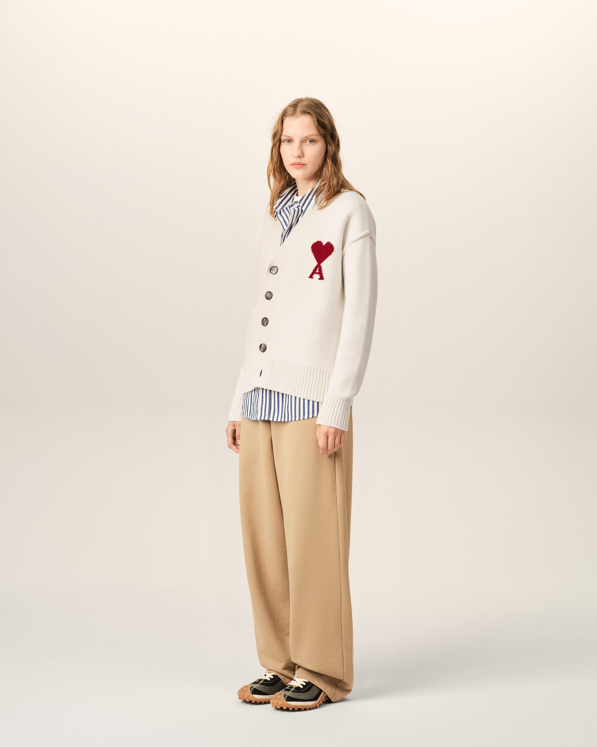 Natural wool cardigan with Ami de Coeur - 12