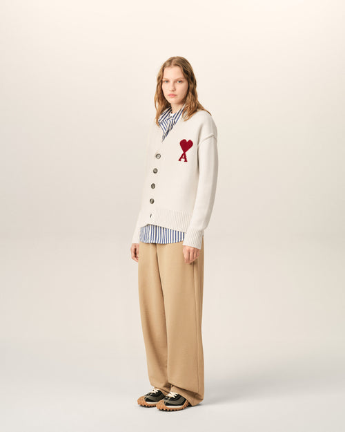 Natural wool cardigan with Ami de Coeur - Woman - 12 - AMI Paris - Ami Paris