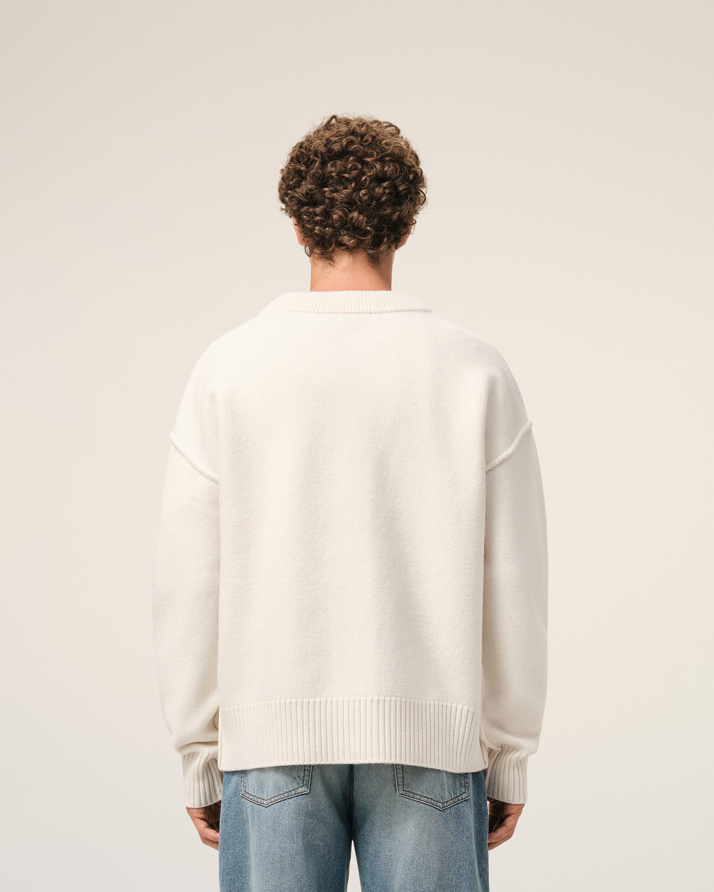 OFF WHITE/ RED White Wool Ami De Coeur Cardigan | AMI PARIS