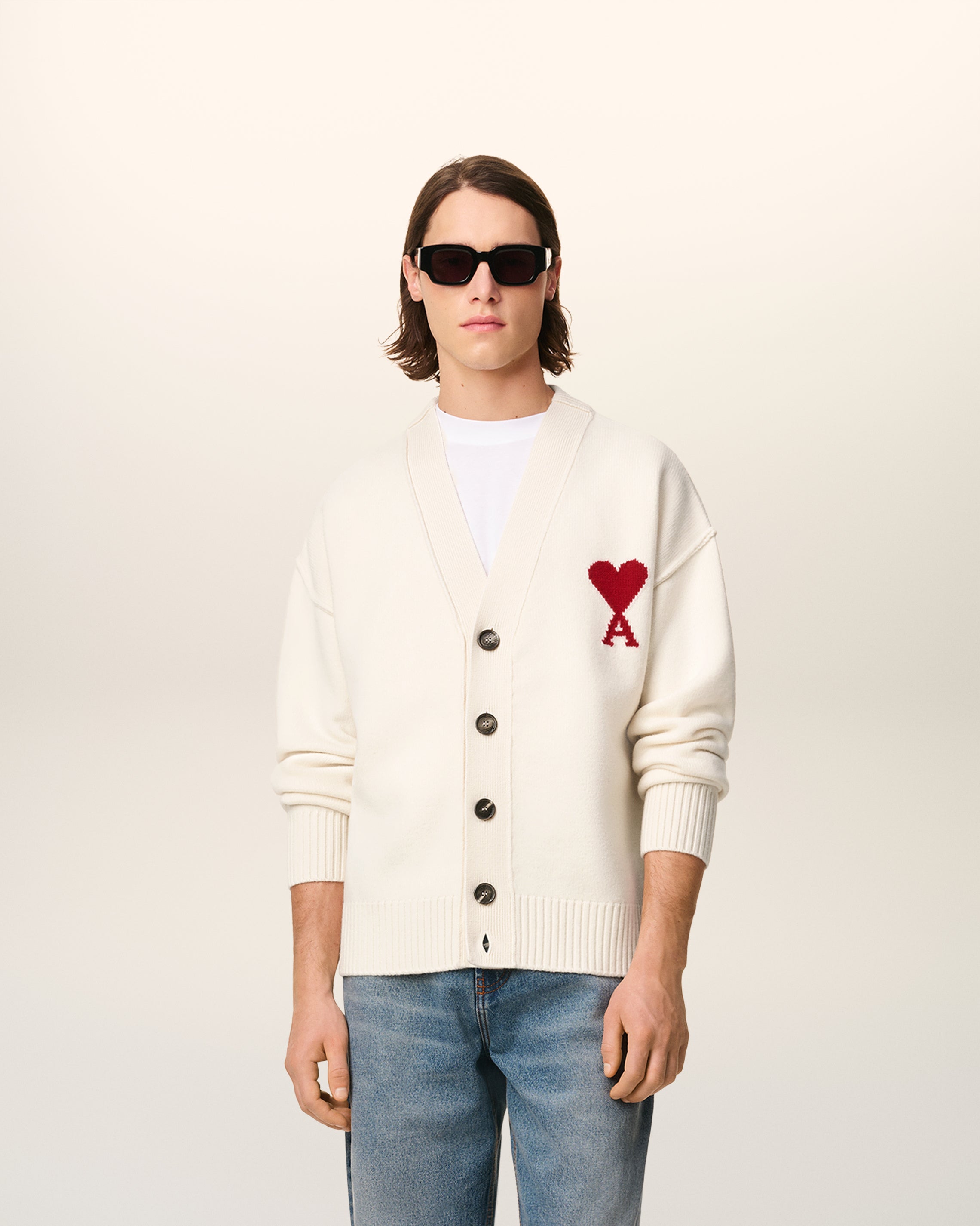 ホワイト ウール Ami De Coeur カーディガン オフホワイト