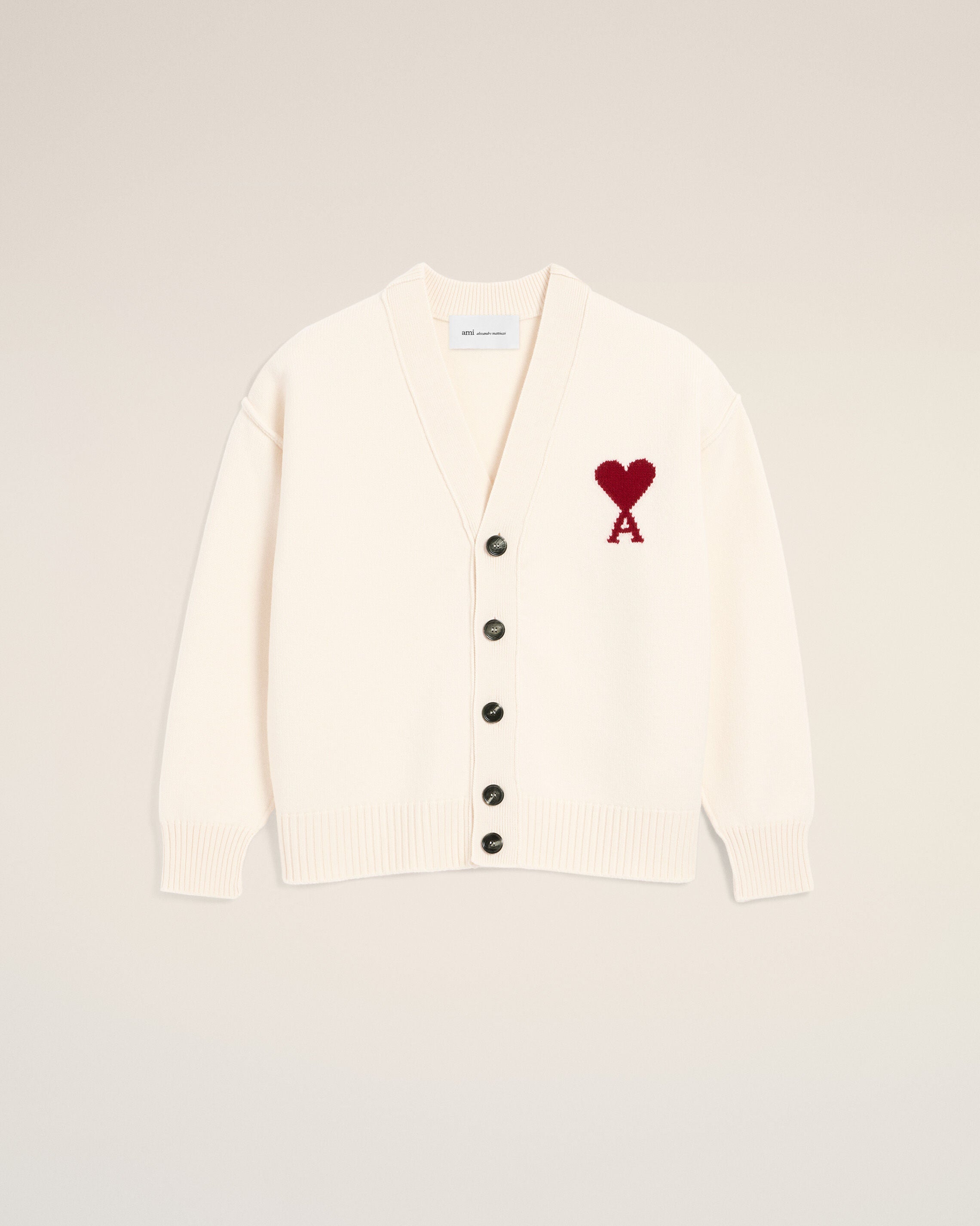 Natural wool cardigan with Ami de Coeur - 7