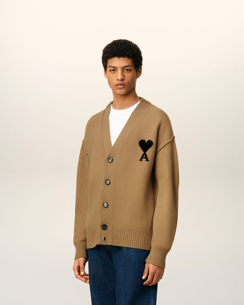 Brown Wool Ami De Coeur Cardigan - 6 - Ami Paris