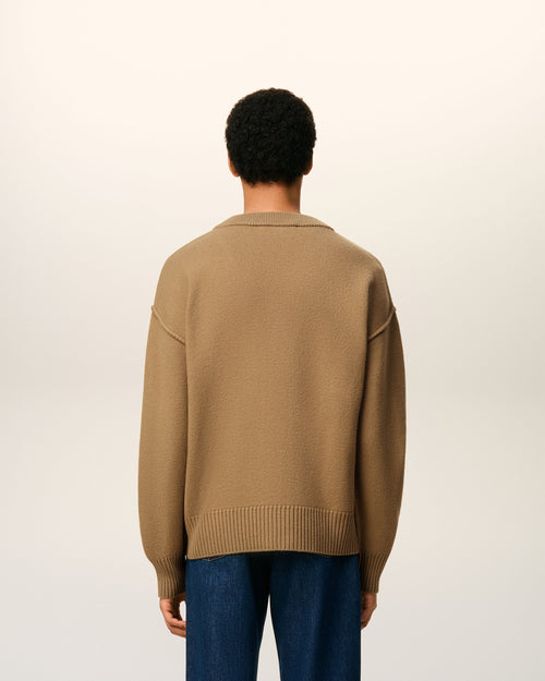 Brown Wool Ami De Coeur Cardigan - 5 - Ami Paris