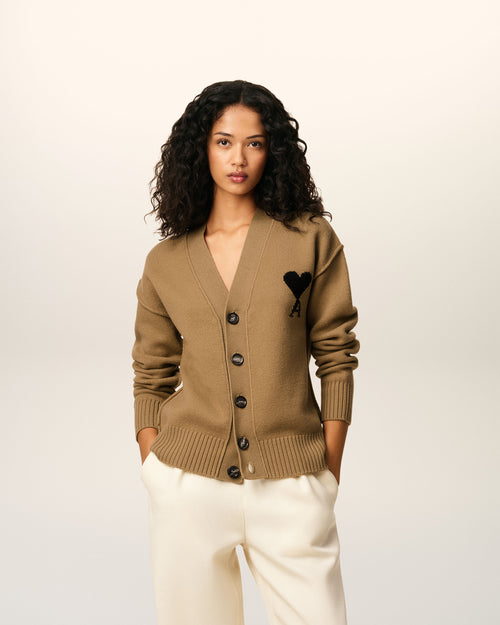                                     Brown Wool Ami De Coeur Cardigan - 3                                 - Ami Paris