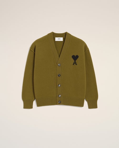 Green Wool Ami De Coeur Cardigan - 1 - Ami Paris