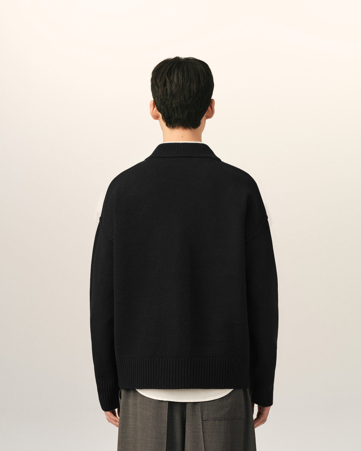 Black wool cardigan with Ami de Coeur - 5