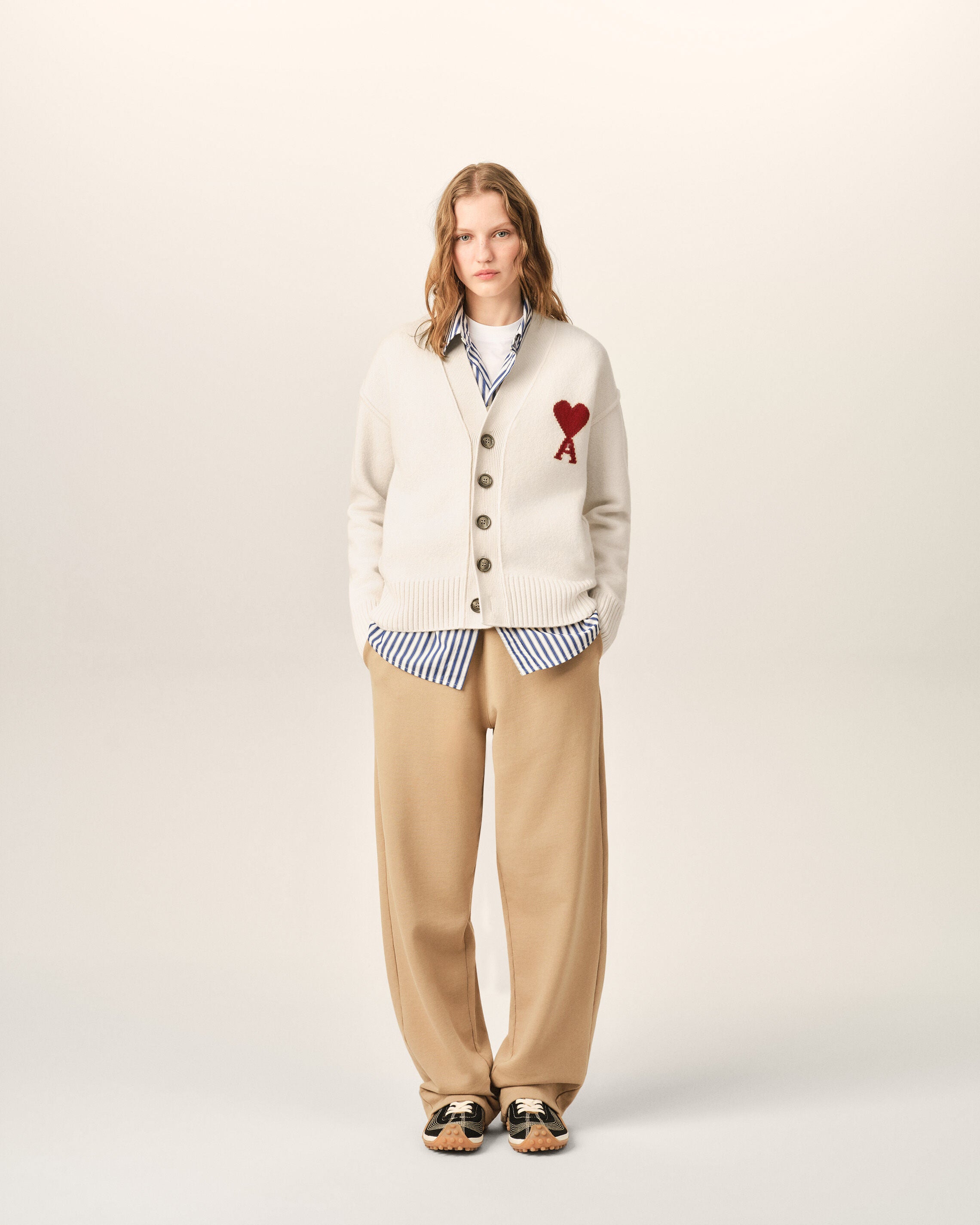 Natural wool cardigan with Ami de Coeur - 9