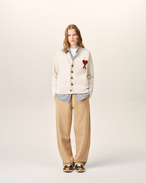 Natural wool cardigan with Ami de Coeur - Woman - 9 - AMI Paris - Ami Paris