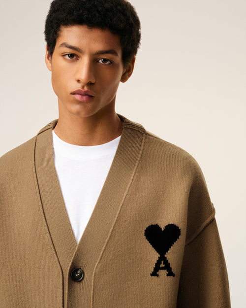 Brown Wool Ami De Coeur Cardigan - 4 - Ami Paris