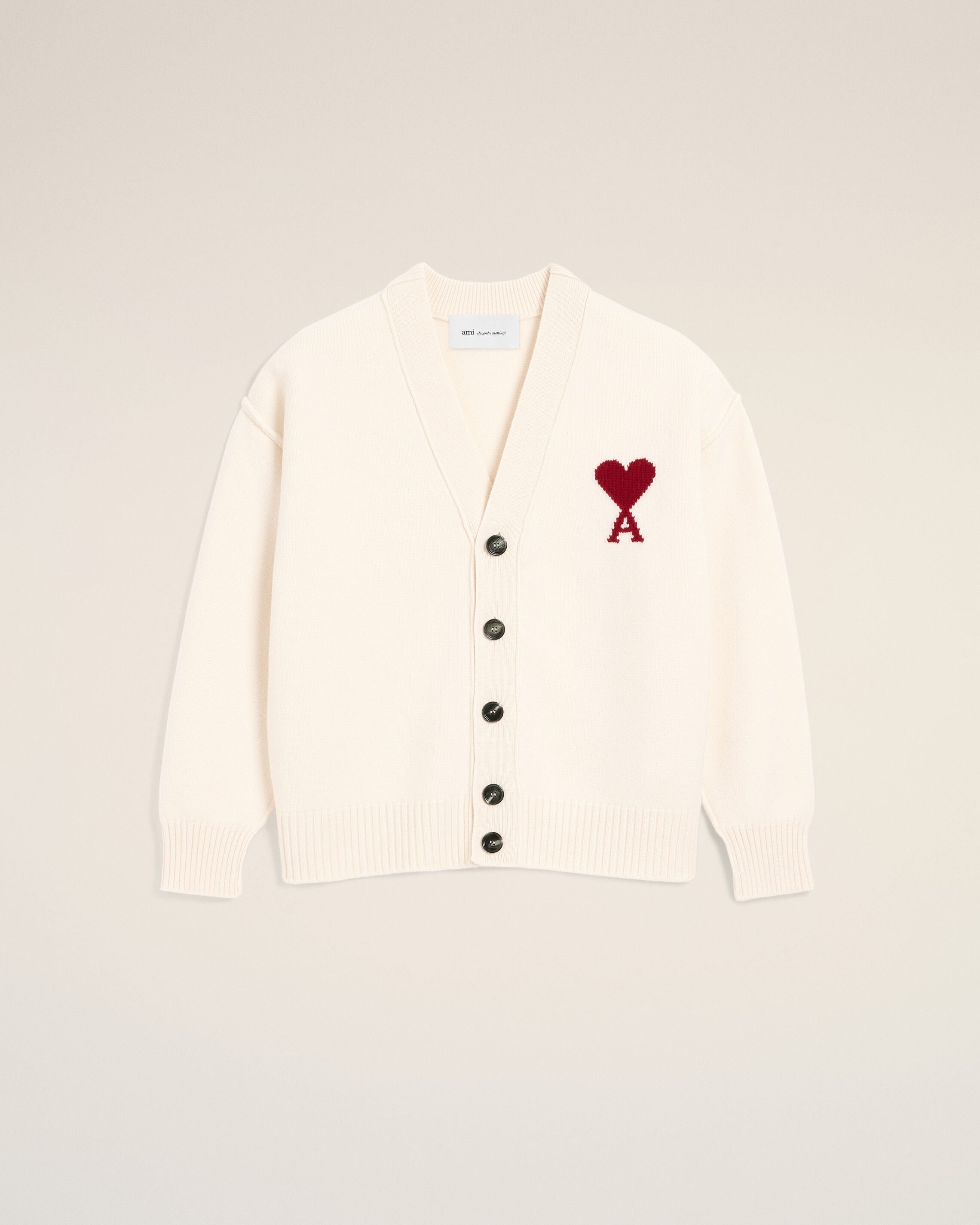 Natural wool cardigan with Ami de Coeur - 7