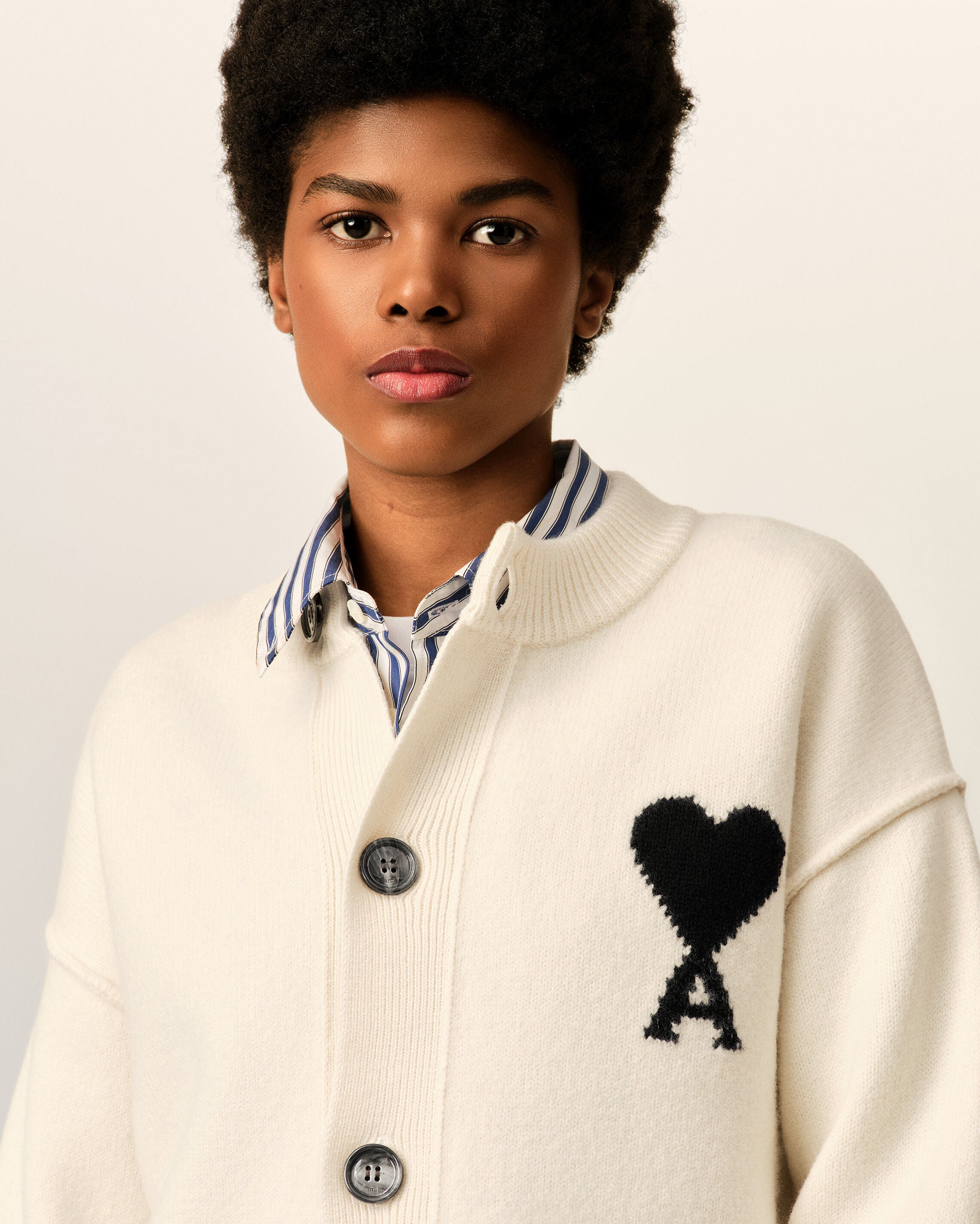 White Wool Ami De Coeur Cardigan - 10