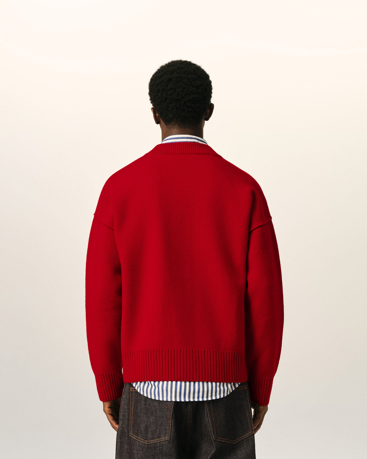 Cardigan rouge col rond en laine Ami de Coeur - 5