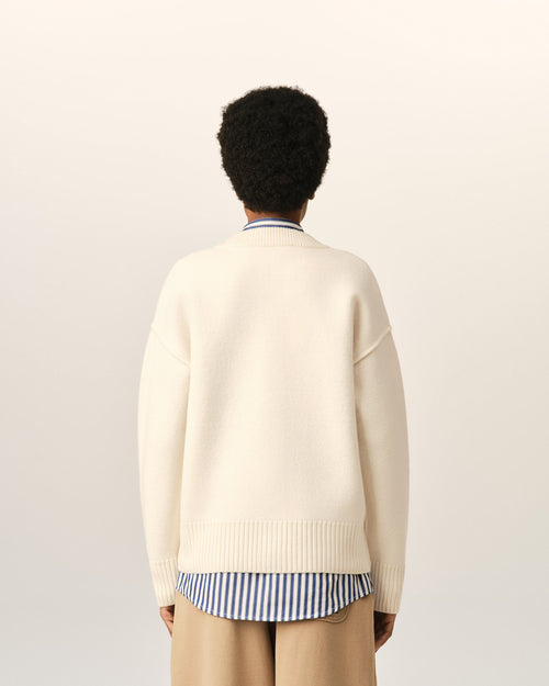 White Wool Ami De Coeur Cardigan - Woman - 11 - AMI Paris - Ami Paris