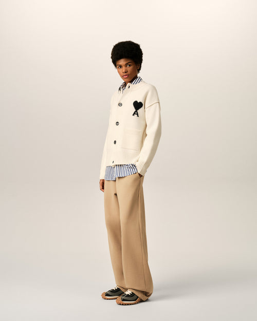 White Wool Ami De Coeur Cardigan - Woman - 12 - AMI Paris - Ami Paris