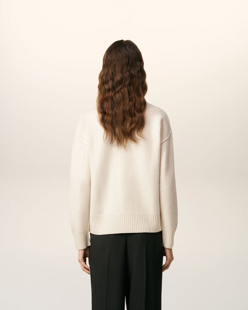 White Wool Ami De Coeur Cardigan - 11 - Ami Paris