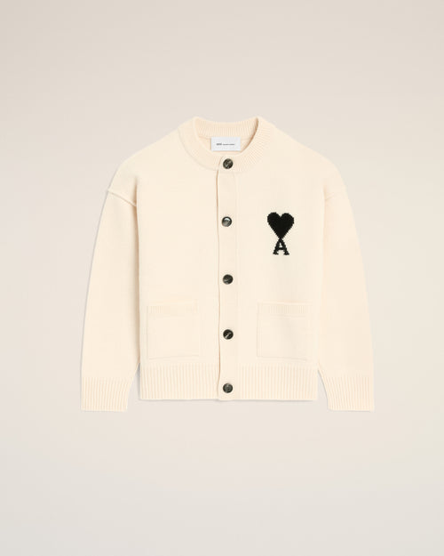 White Wool Ami De Coeur Cardigan - Woman - 2 - AMI Paris - Ami Paris