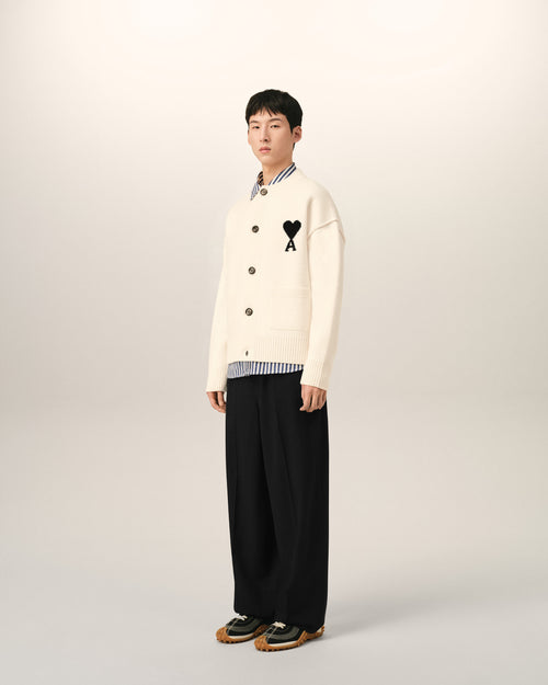 White Wool Ami De Coeur Cardigan - Man - 6 - AMI Paris - Ami Paris