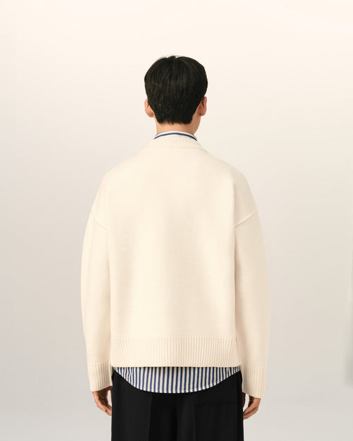 White Wool Ami De Coeur Cardigan - Man - 5 - AMI Paris - Ami Paris
