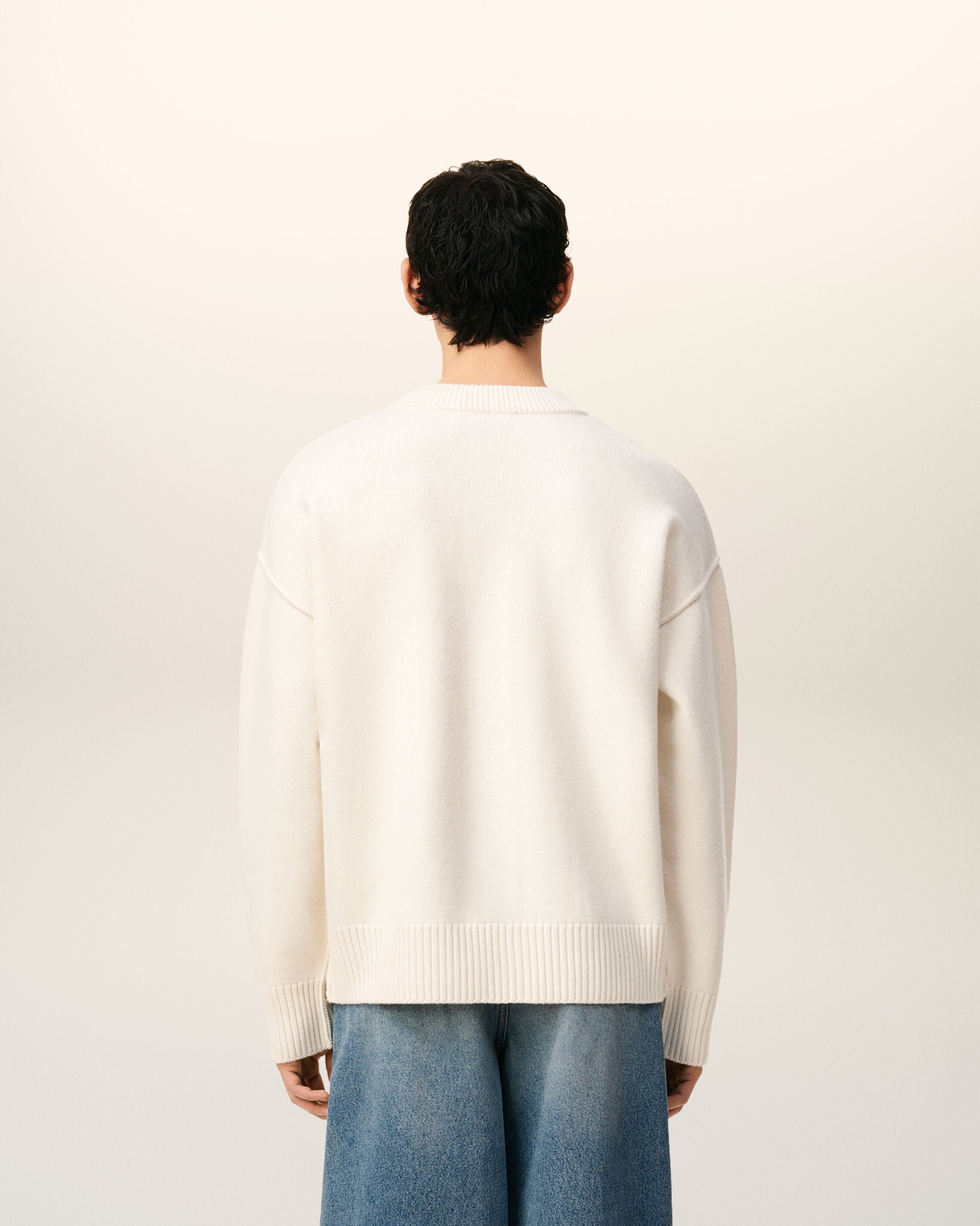 ホワイト ウール Ami De Coeur カーディガン オフホワイト/ブラック