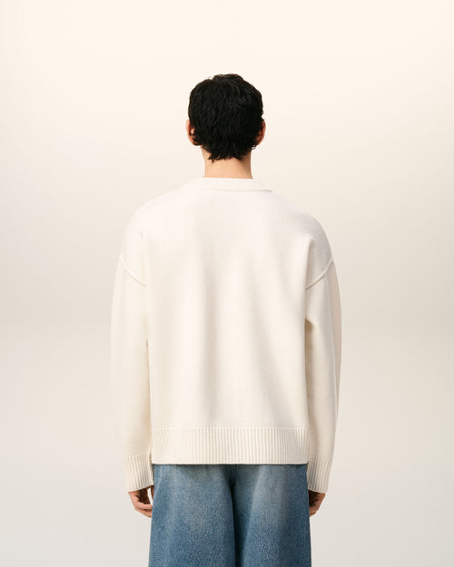 White Wool Ami De Coeur Cardigan - 5 - Ami Paris