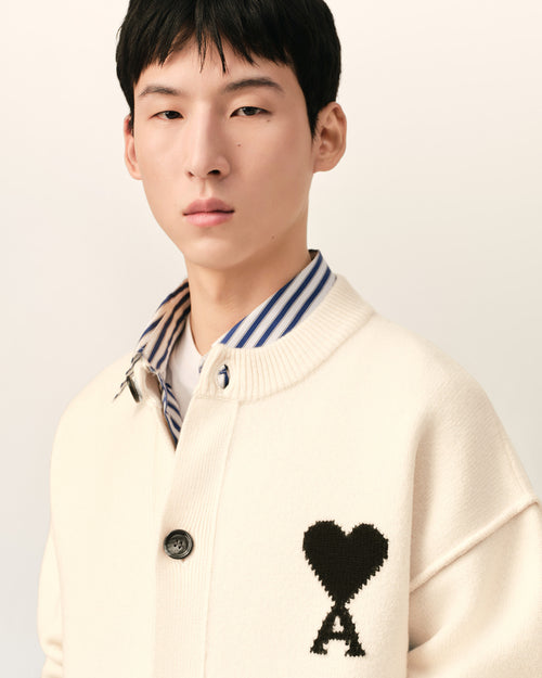 White Wool Ami De Coeur Cardigan - Man - 4 - AMI Paris - Ami Paris
