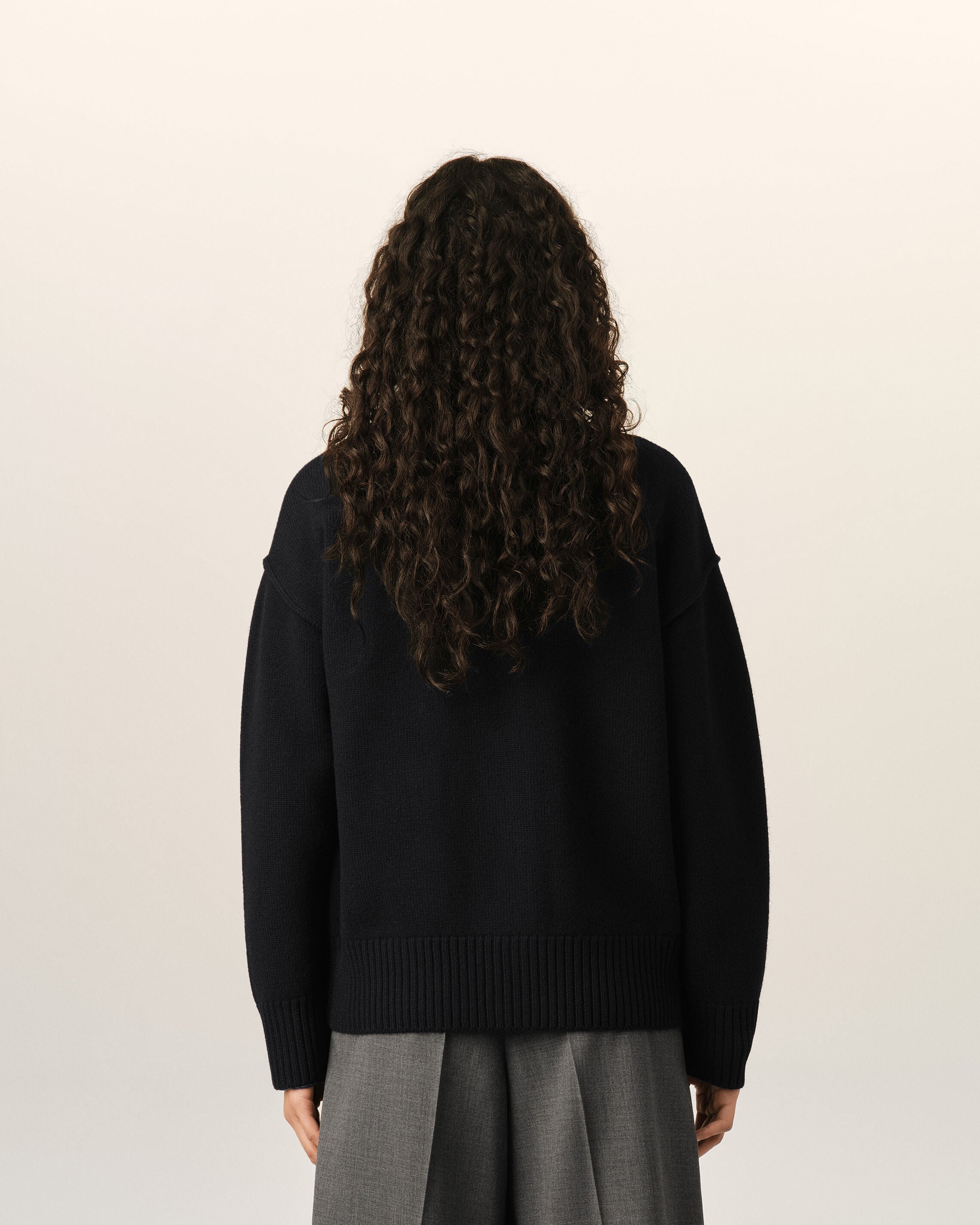 Black crewneck wool cardigan with Ami de Coeur - 11