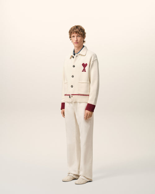 Cardigan Blanc Ami De Coeur en Laine - 6 - Ami Paris