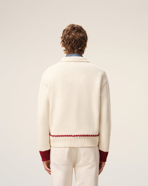 White Wool Ami De Coeur Cardigan - 5 - Ami Paris