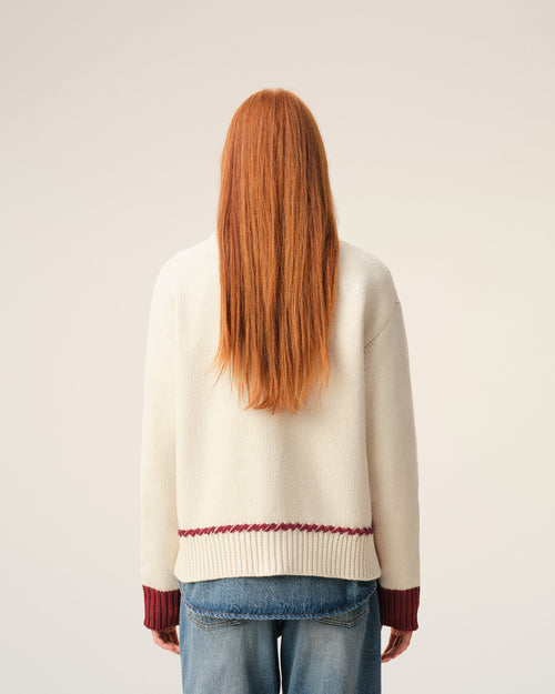 White Wool Ami De Coeur Cardigan - 11 - Ami Paris