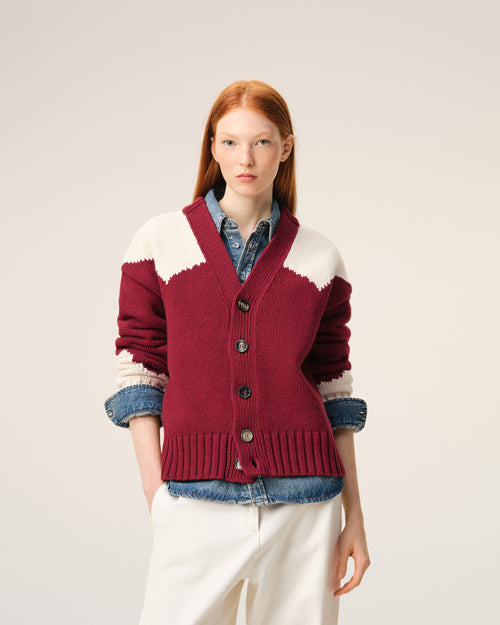 Red Wool Ami De Coeur Cardigan - 9 - Ami Paris