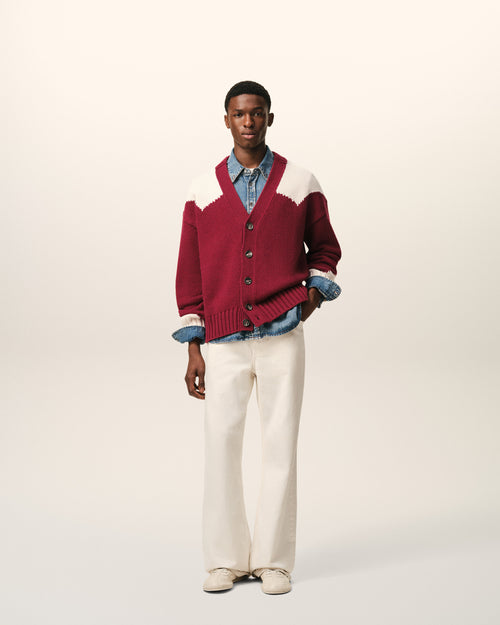 Red Wool Ami De Coeur Cardigan - 1 - Ami Paris