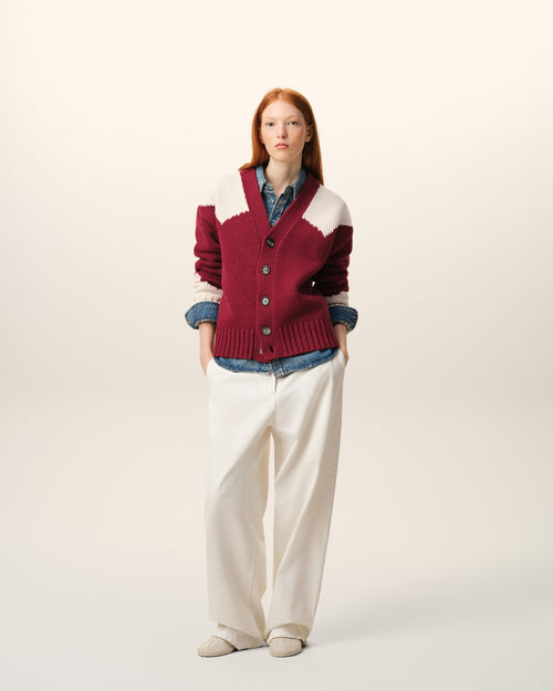                             Red Wool Ami De Coeur Cardigan - 3                         - Ami Paris