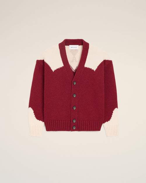 Red Wool Ami De Coeur Cardigan - 2 - Ami Paris