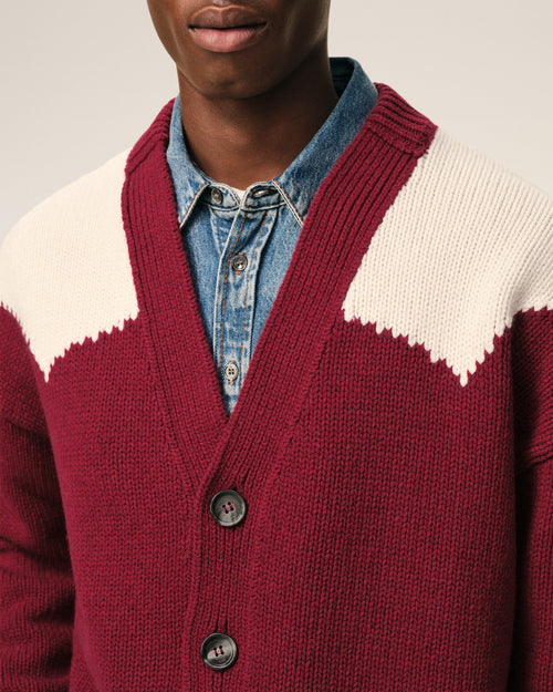 Cardigan Ami de Coeur in lana rossa - 4 - Ami Paris