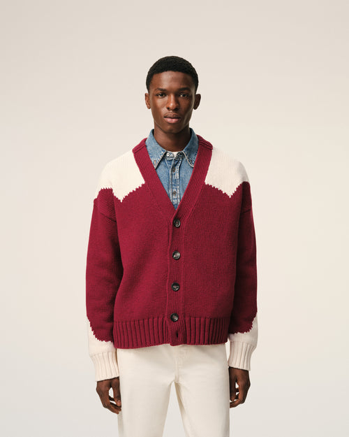 Red Wool Ami De Coeur Cardigan - 3 - Ami Paris