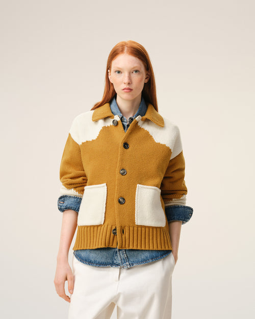 Yellow Wool Ami De Coeur Cardigan - 9 - Ami Paris