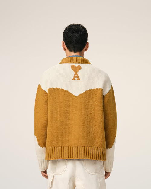 Yellow Wool Ami De Coeur Cardigan - 5 - Ami Paris