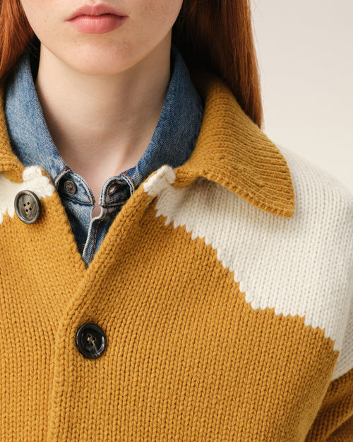 Yellow Wool Ami De Coeur Cardigan - 10 - Ami Paris